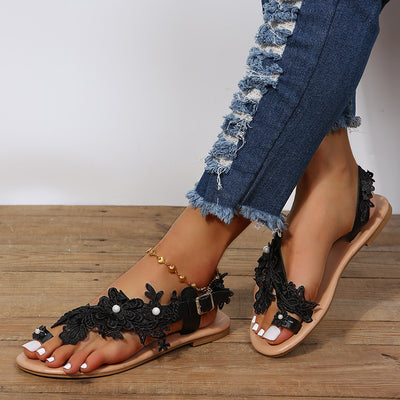 Lace Sandals Bohemia Beach Shoes Flowers Ankle Strap