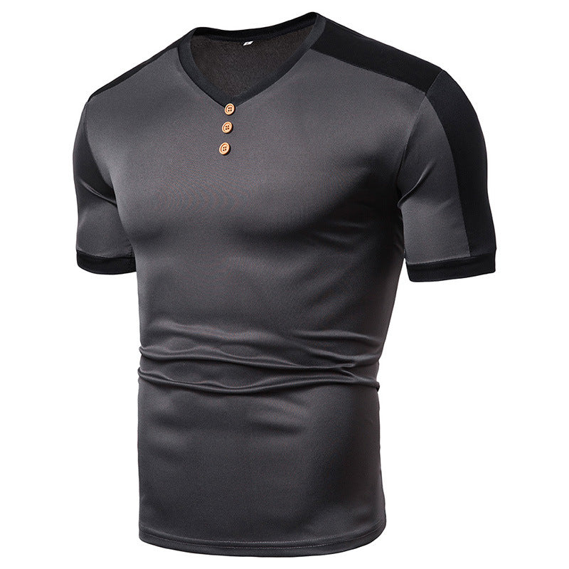 Men's Fashion Patchwork Round Neck Short Sleeve