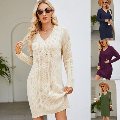 Long Twisted Basic Knitted Dress