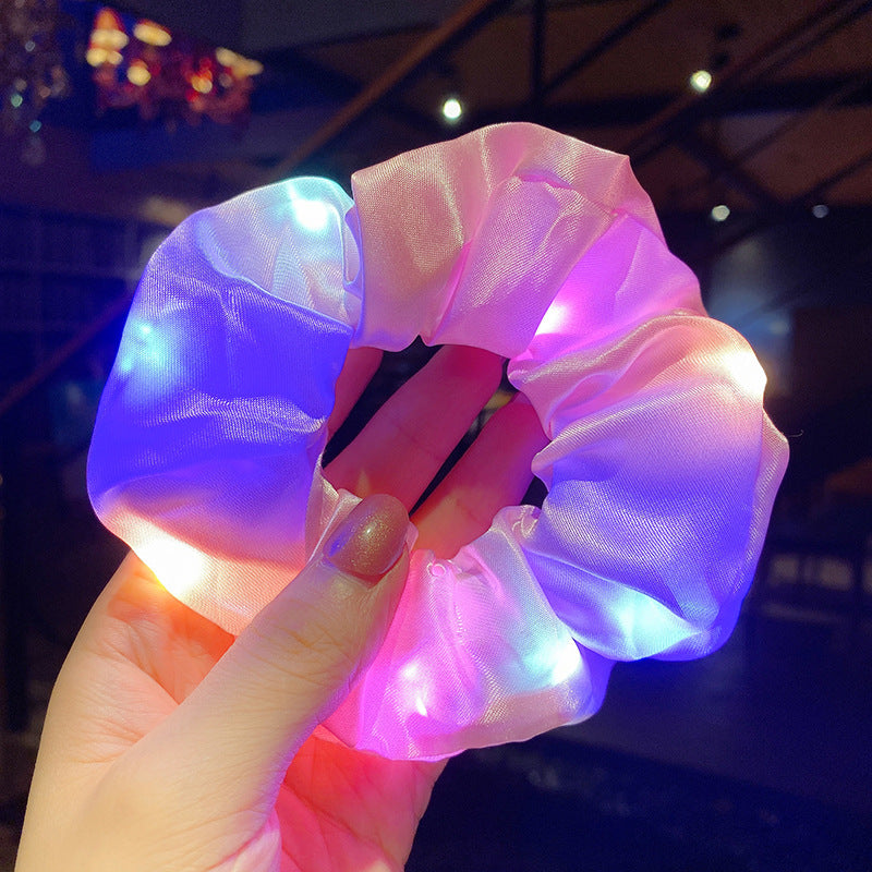 LED Luminous Scrunchies Hairband Women Elastic Hair Bands Girls Hair Ties Ponytail Holder Headwear Accessories