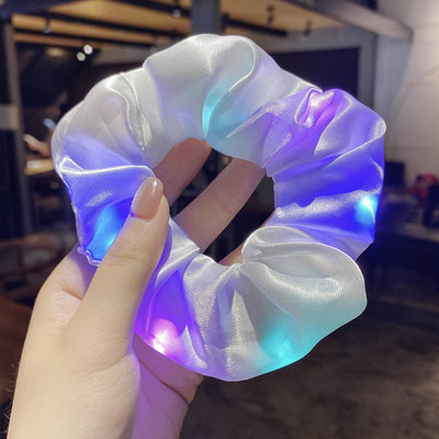 LED Luminous Scrunchies Hairband Women Elastic Hair Bands Girls Hair Ties Ponytail Holder Headwear Accessories