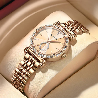 Women's Steel Belt Diamond-Embedded Watch - Elegance Redefined