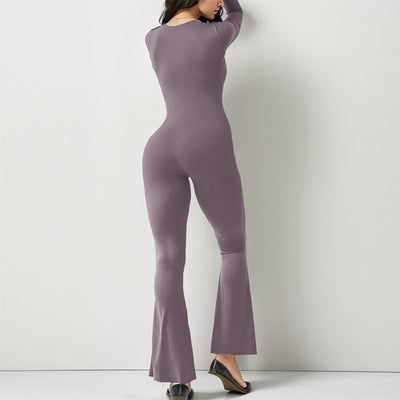 Chic Comfort: Long Sleeve Waist-Shaping Jumpsuit for Women