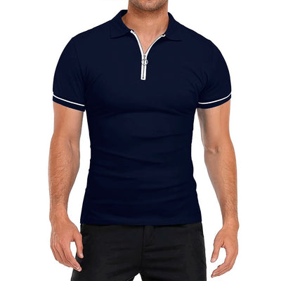 Men's Lapel Solid Color Slim Fitting T-shirt Top