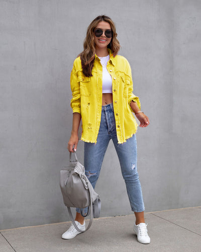 Fashion Ripped Shirt Jacket Autumn And Spring Casual