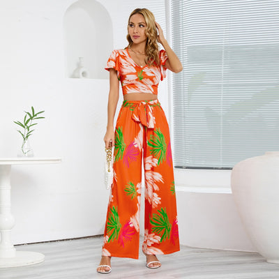 New Wide Leg Pants Set Slim Casual Dress Pants Two Piece Set