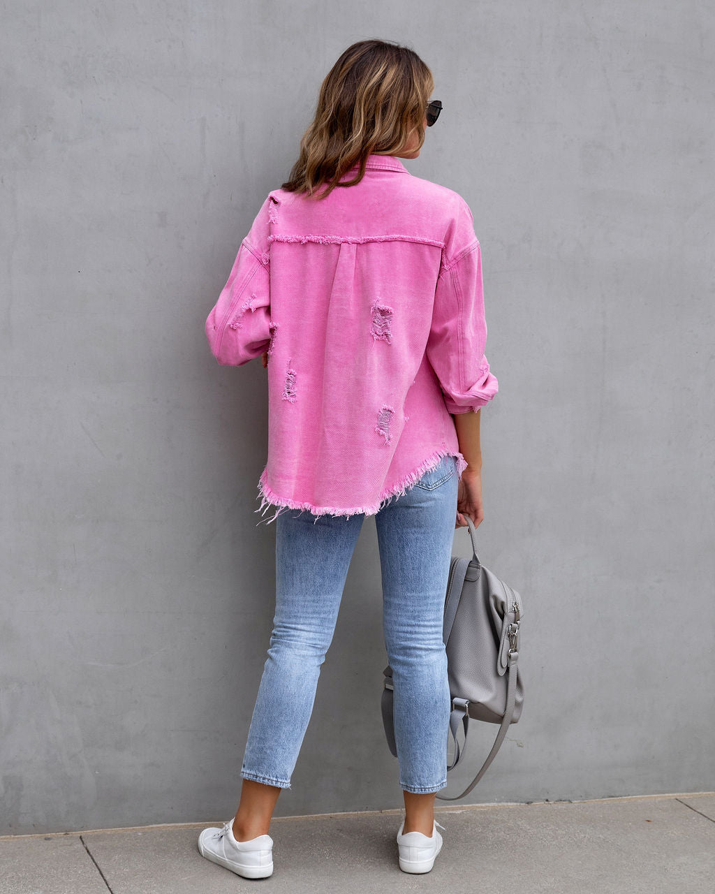 Fashion Ripped Shirt Jacket Autumn And Spring Casual