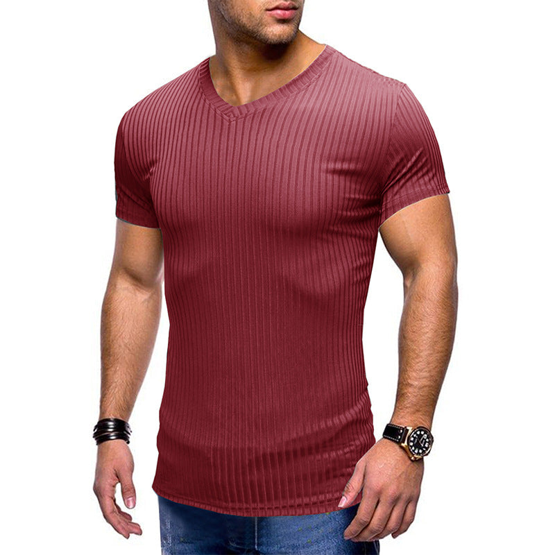 V-neck European And American Men's Short Sleeves