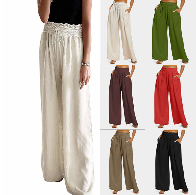 Summer High Waist Solid Color Loose And Comfortable Women's Casual Pants