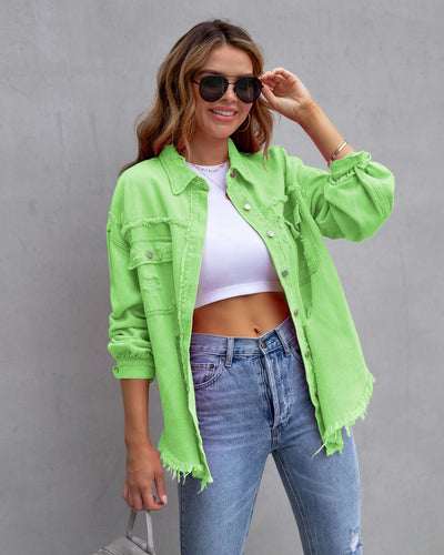 Fashion Ripped Shirt Jacket Autumn And Spring Casual