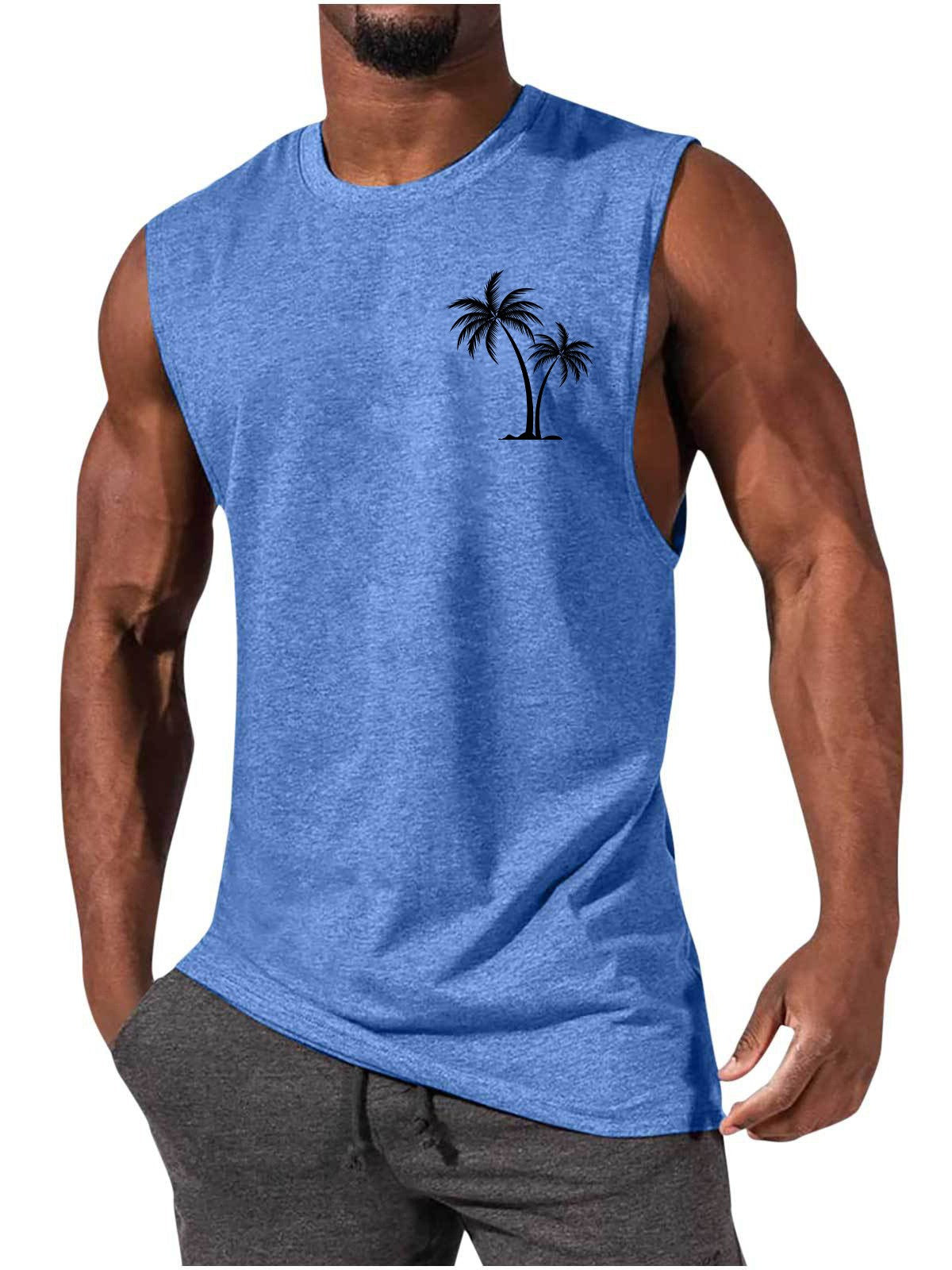 Men Vest Summer Beach Tank Tops Workout Fitness T-Shirt