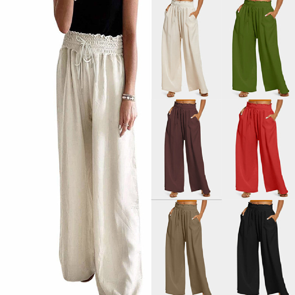 Summer High Waist Solid Color Loose And Comfortable Women's Casual Pants