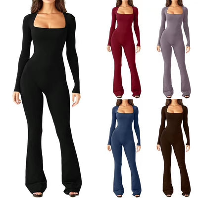 Chic Comfort: Long Sleeve Waist-Shaping Jumpsuit for Women