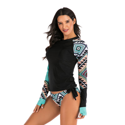 Casual Split Long Sleeve Surfing Suit Sunscreen Women's Swimsuit Diving Suit Swimwear