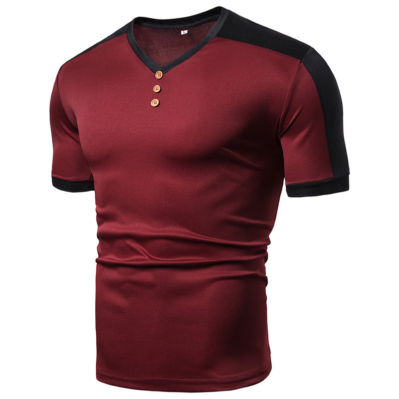 Men's Fashion Patchwork Round Neck Short Sleeve