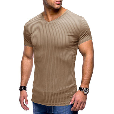 V-neck European And American Men's Short Sleeves