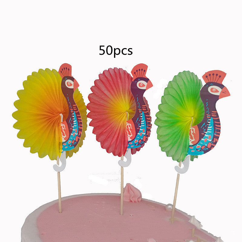 Disposable Fruit Toothpick Paper Pineapple Stick Baking Cake Topper Decoration