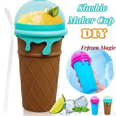 500ml Large Capacity Slushy Cup Summer Squeeze Homemade Juice Water Bottle Quick-Frozen Smoothie Sand Cup Pinch Fast Cooling Magic Ice Cream Slushy Maker Beker Kitchen Gadgets