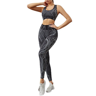 New High Elastic Seamless Knitting Fitness Pants For Sports Fitness Hip Lifting High Waist Yoga Bra Suit