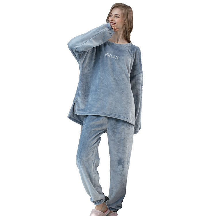 Flannel Pajamas Sets Winter Home Clothes For Women Men Sleepwear Couple