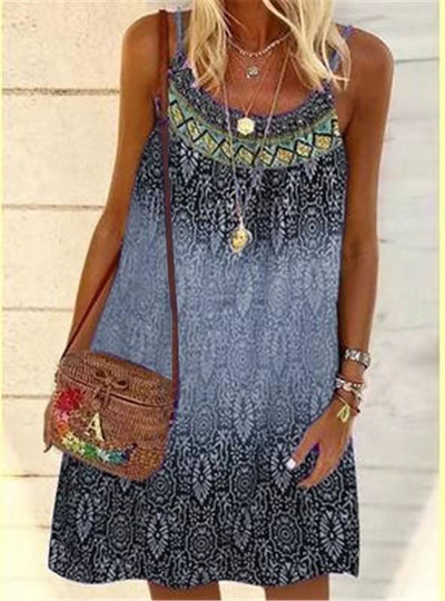 Summer Dress Printed Loose Strap Chiffon Dress