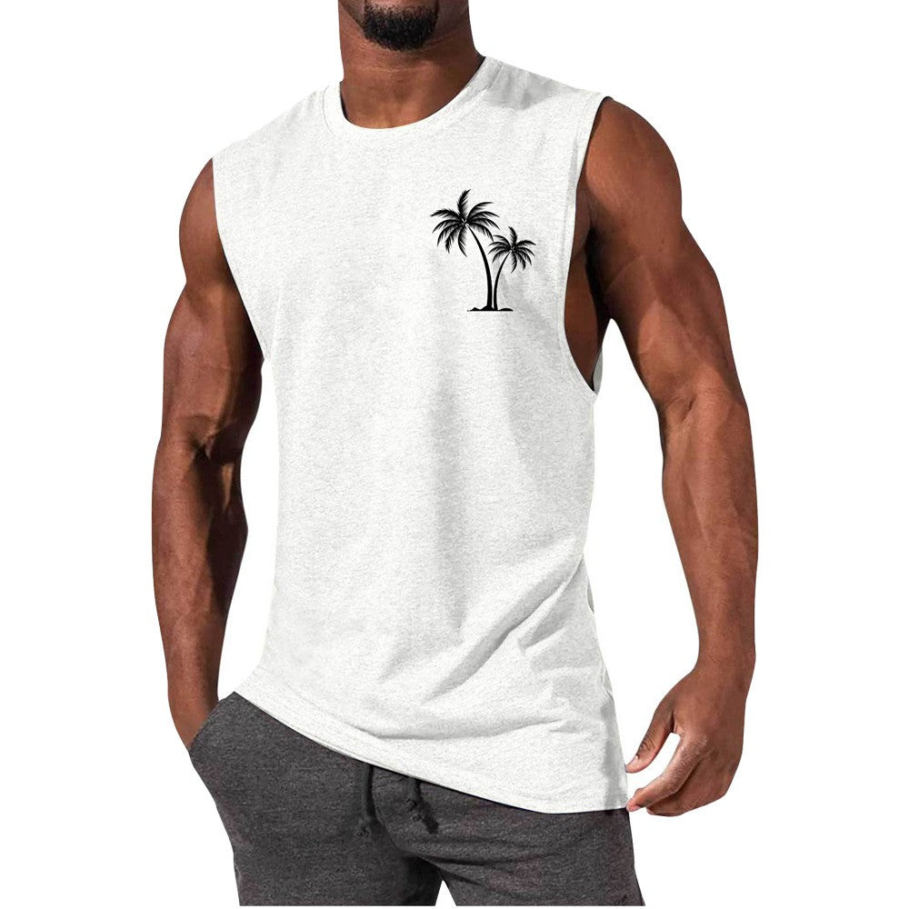 Men Vest Summer Beach Tank Tops Workout Fitness T-Shirt