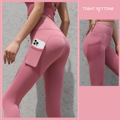 Seamless Pocket Leggings: High Waist for Fitness, Running, and Yoga