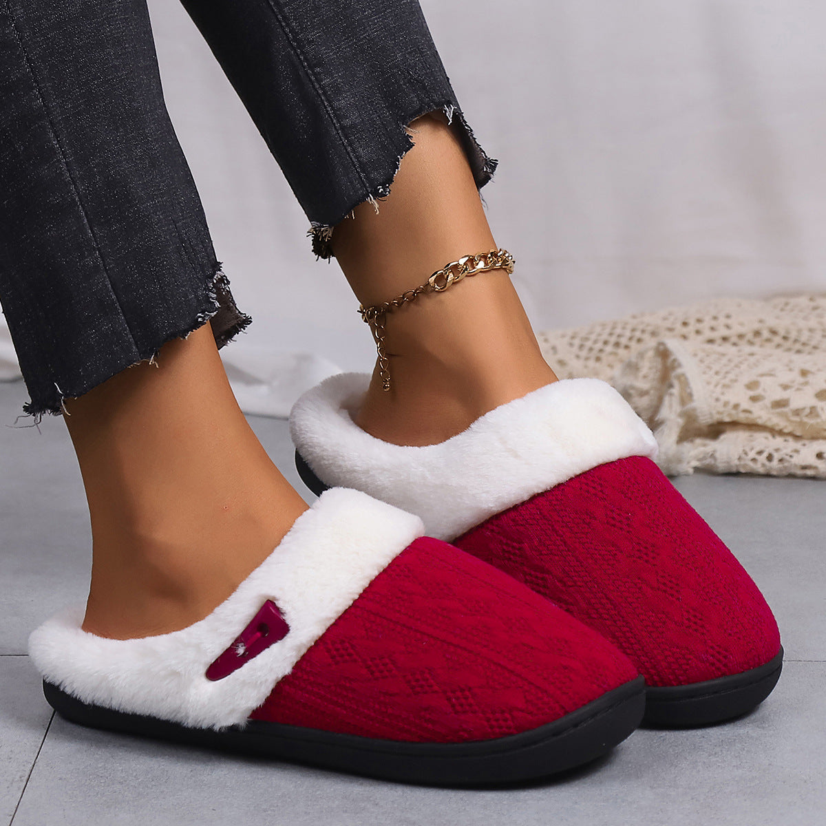 Slippers Baotou Warm Flat Slippers