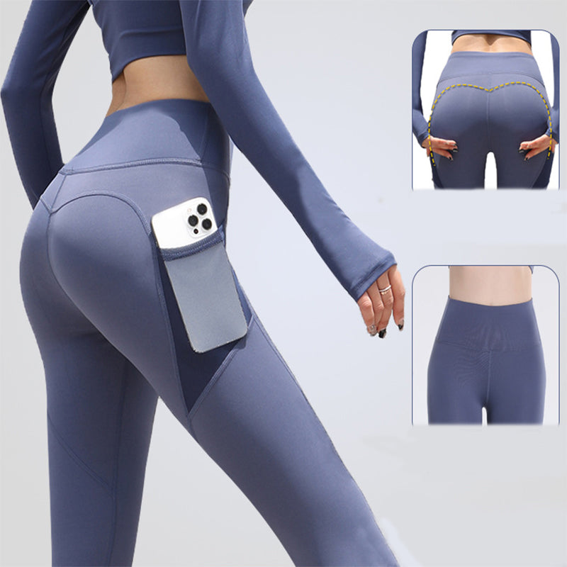 Seamless Pocket Leggings: High Waist for Fitness, Running, and Yoga