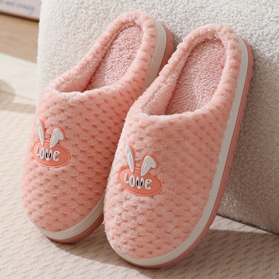 Cute Rabbit Plaid Design Home Slippers Winter Warm Cotton