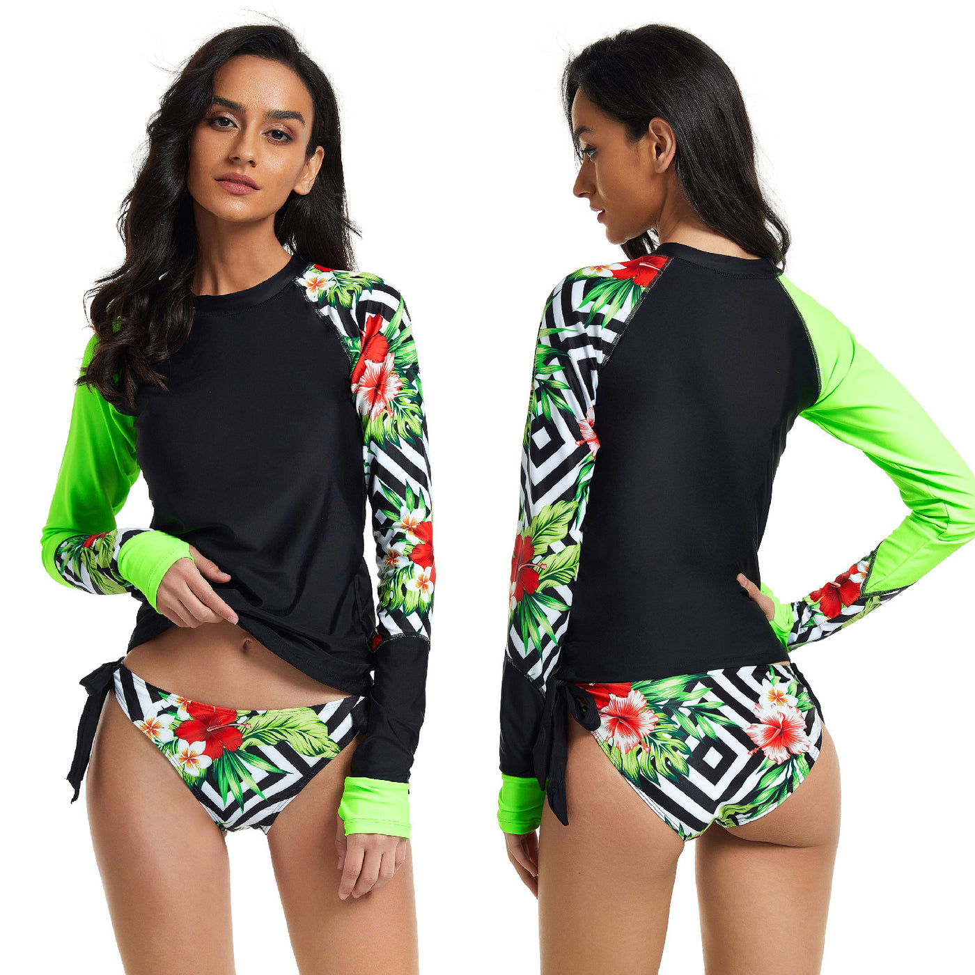 Casual Split Long Sleeve Surfing Suit Sunscreen Women's Swimsuit Diving Suit Swimwear