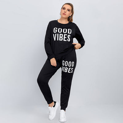 Casual Sports Long Sleeve Pullover Pants Suit Women