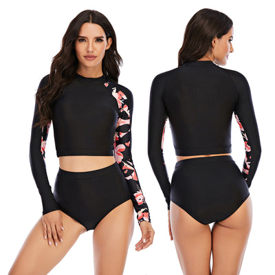 Surfwear Split Long Sleeve Ladies Swimsuit Sunscreen Swimwear