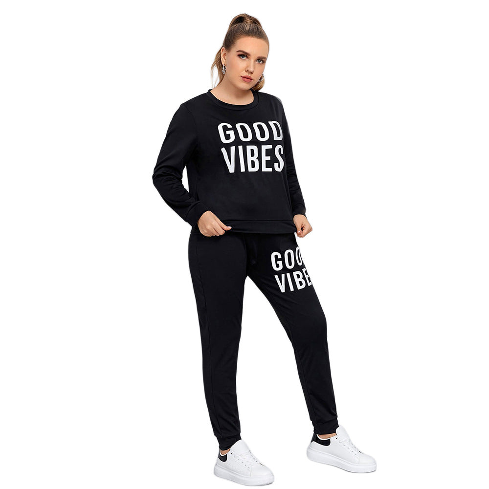 Casual Sports Long Sleeve Pullover Pants Suit Women