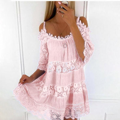 Princess Dress Off Shoulder Lace Sling Casual Solid Loose