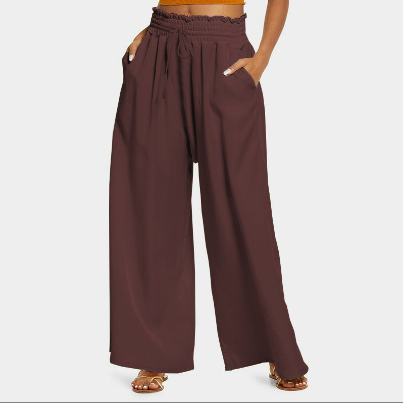 Summer High Waist Solid Color Loose And Comfortable Women's Casual Pants