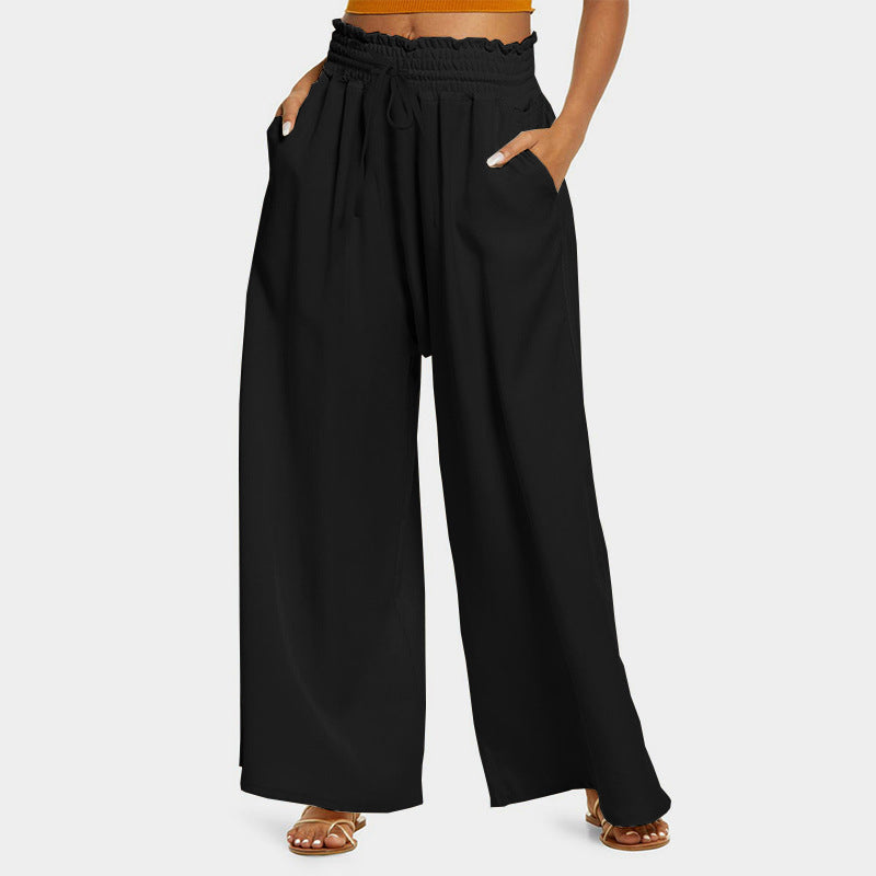 Summer High Waist Solid Color Loose And Comfortable Women's Casual Pants