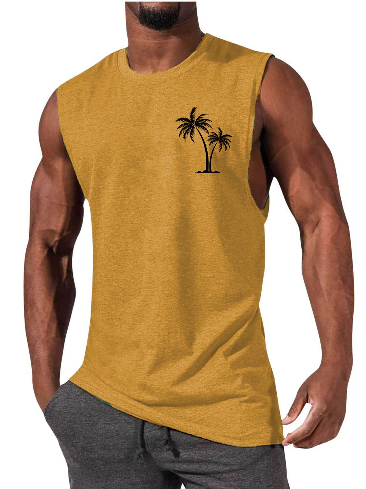 Men Vest Summer Beach Tank Tops Workout Fitness T-Shirt