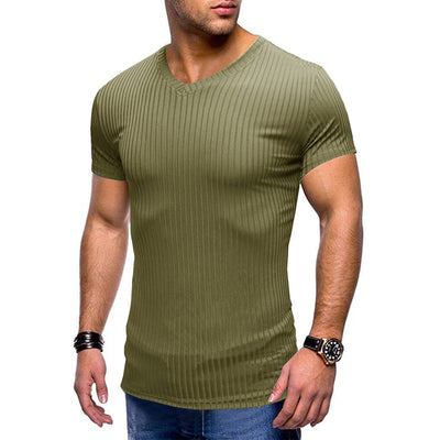 V-neck European And American Men's Short Sleeves