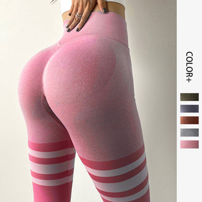 Stripe Design High-Waisted Fitness Leggings for Gym and Yoga