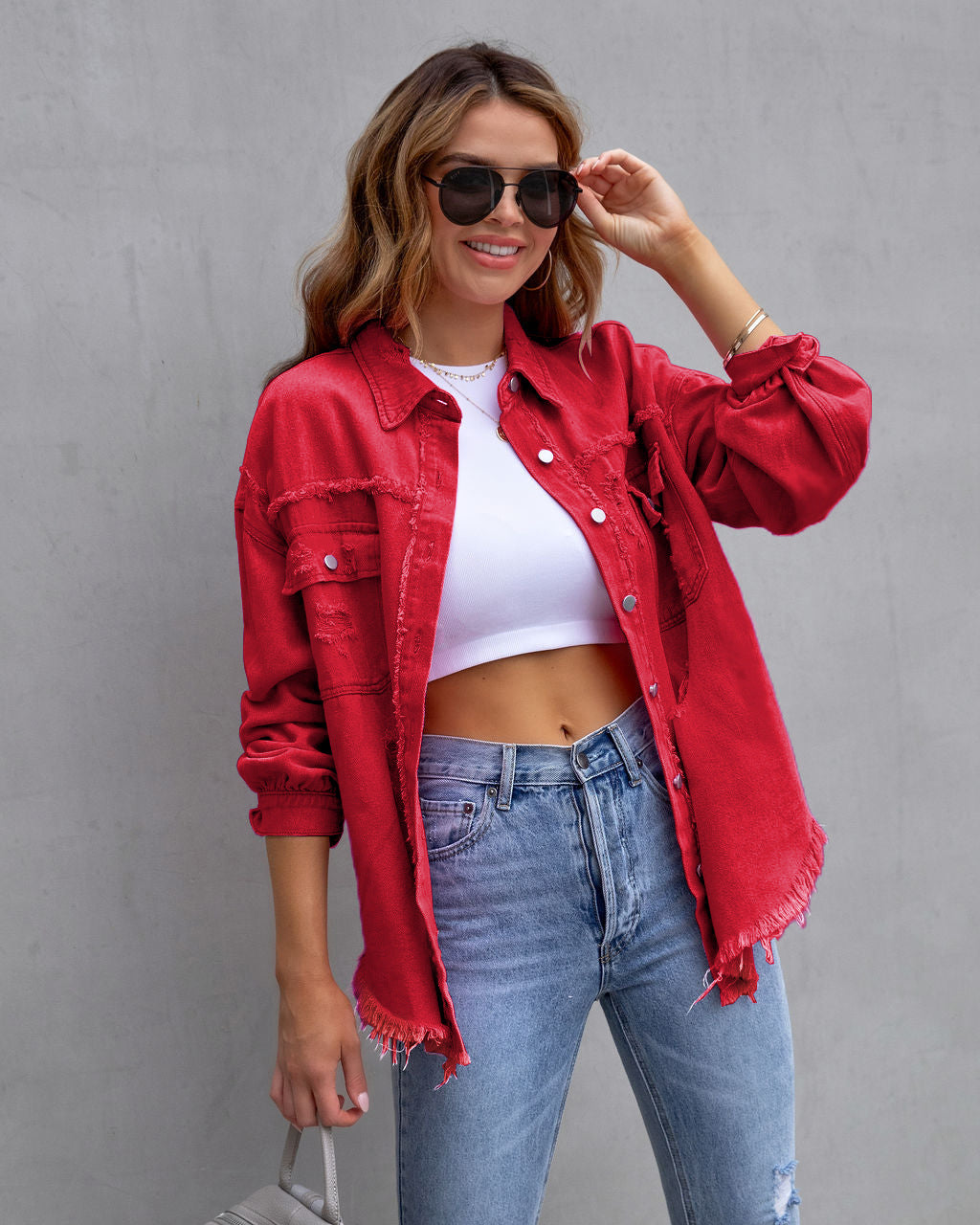 Fashion Ripped Shirt Jacket Autumn And Spring Casual