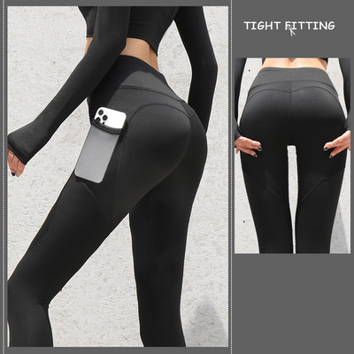 Seamless Pocket Leggings: High Waist for Fitness, Running, and Yoga