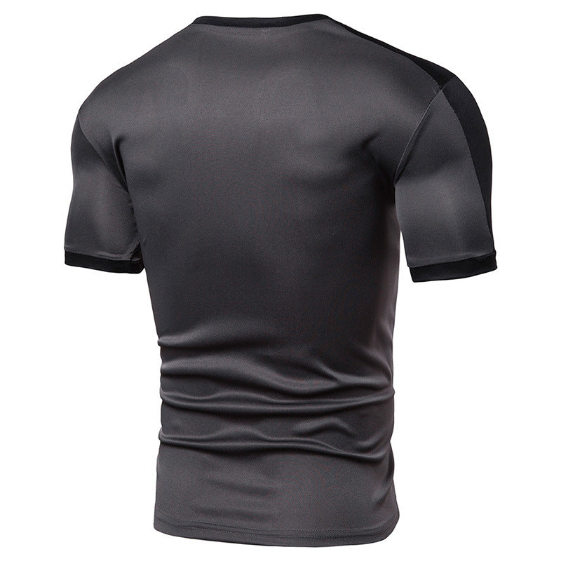 Men's Fashion Patchwork Round Neck Short Sleeve