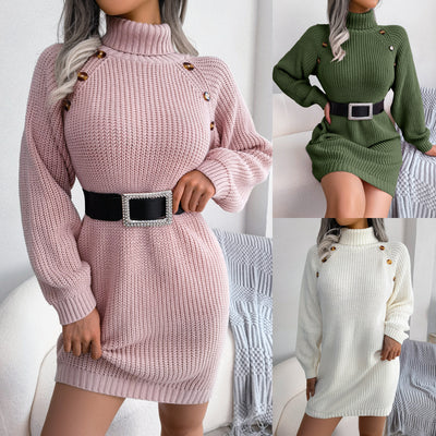 Autumn & Winter Style: Turtleneck Long Sleeve Sweater Dress