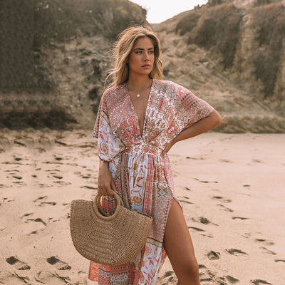 Women's Flowers Dress Bohemian Irregular Beach Clothes