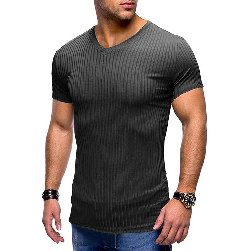 V-neck European And American Men's Short Sleeves