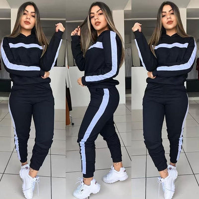 Women's Casual Patchwork Sports Suit Two-piece Set