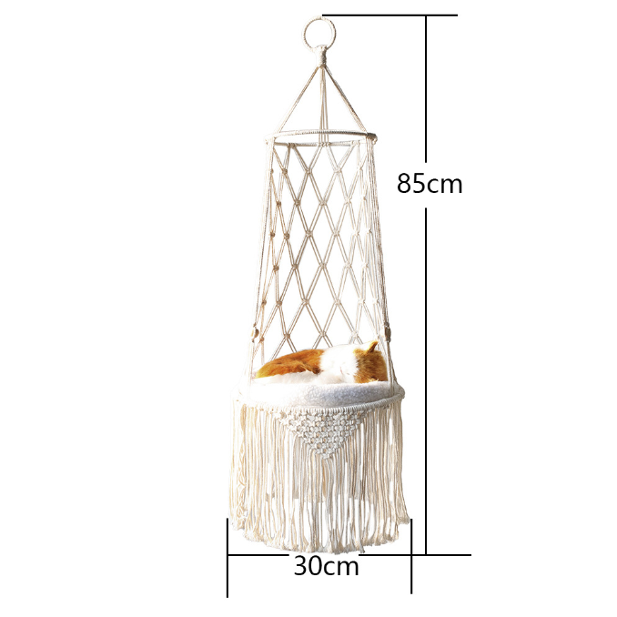 Cat hand woven nest hammock basket wall hanging