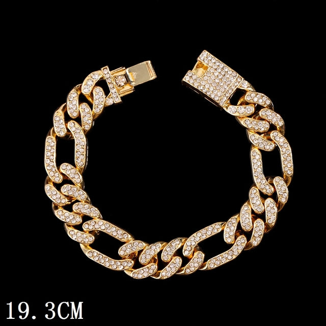 Prabangi 12 mm „Iced Out Cuban Link“ grandinės apyrankė