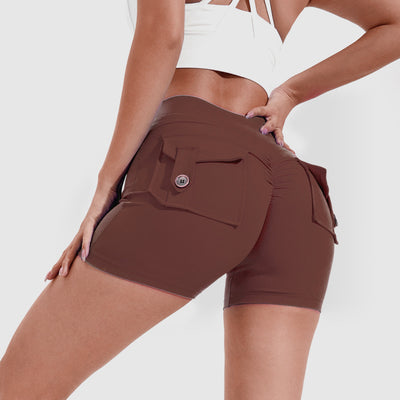 High Waist Hip Lifting Shorts With Pockets Quick Dry